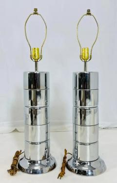 Pair of Vintage Table Lamps in Polished Chrome in the Style of Laurel Lighting - 3948854