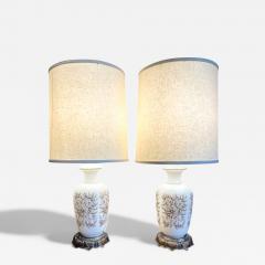 Pair of Vintage Table Lamps with Rose Motif Unknown 1960s Lot 822 - 4344307