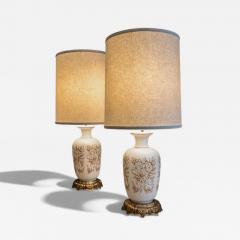 Pair of Vintage Table Lamps with Rose Motif Unknown 1960s Lot 822 - 4627455