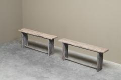 Pair of Wabi Sabi Style Console Tables in Reclaimed Antique Wood - 4395824