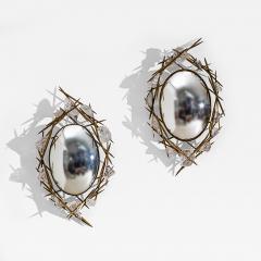 Pair of Wall Mirrors with Quartz Crystals by F ssinger Wolff Munich 2007 - 4729443