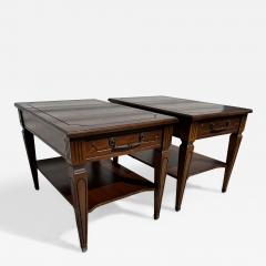 Pair of Walnut 2 Tier French Provincial End Tables - 4532461