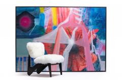 Pair of Walnut Mid Century Modern Sculptural Chairs in New Ivory Sheepskins - 4342011