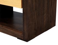 Pair of Walnut and Oak Large Glass Top Nightstand End Tables - 4425929
