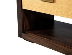 Pair of Walnut and Oak Large Glass Top Nightstand End Tables - 4425930
