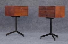 Pair of Walnut and Steel Nightstands or Side or End Tables Mid Century Modern - 3495185