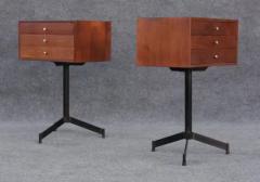 Pair of Walnut and Steel Nightstands or Side or End Tables Mid Century Modern - 3495186
