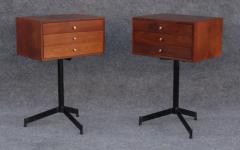 Pair of Walnut and Steel Nightstands or Side or End Tables Mid Century Modern - 3495188