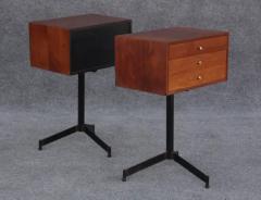 Pair of Walnut and Steel Nightstands or Side or End Tables Mid Century Modern - 3495211