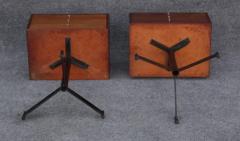 Pair of Walnut and Steel Nightstands or Side or End Tables Mid Century Modern - 3495216