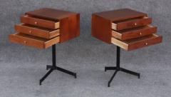 Pair of Walnut and Steel Nightstands or Side or End Tables Mid Century Modern - 3495218