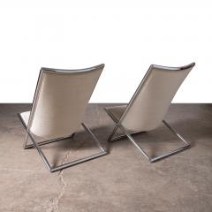 Pair of Ward Bennett Scissor Lounge Chairs in Chrome with Original Taupe Mohair - 4333560