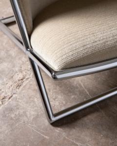 Pair of Ward Bennett Scissor Lounge Chairs in Chrome with Original Taupe Mohair - 4333566