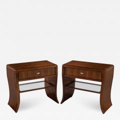 Pair of Water Fall Mozambique and Mahogany Nightstands - 2729872