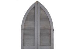Pair of Weathered Gray Painted Arched Dome Louvered Doors 19th Century - 4803745