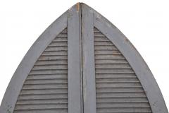Pair of Weathered Gray Painted Arched Dome Louvered Doors 19th Century - 4803747