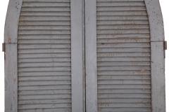 Pair of Weathered Gray Painted Arched Dome Louvered Doors 19th Century - 4803748
