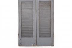 Pair of Weathered Gray Painted Arched Dome Louvered Doors 19th Century - 4803749