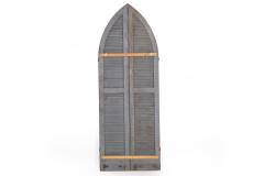 Pair of Weathered Gray Painted Arched Dome Louvered Doors 19th Century - 4803753