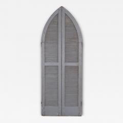 Pair of Weathered Gray Painted Arched Dome Louvered Doors 19th Century - 4804039