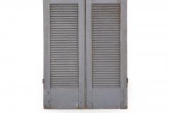Pair of Weathered Gray Painted Arched Domed Louvered Doors 90 x 33 - 4499733