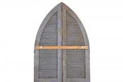 Pair of Weathered Gray Painted Arched Domed Louvered Doors 90 x 33 - 4499734