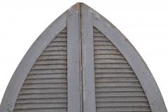 Pair of Weathered Gray Painted Arched Domed Louvered Doors 90 x 33 - 4499736