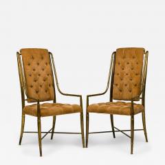 Pair of Weiman Warren Lloyd for Mastercraft mperial Brass and Corduroy Armchairs - 4219580