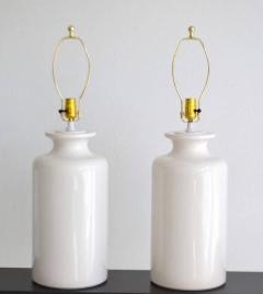 Pair of White Glazed Ceramic Jar Form Table Lamps - 809325