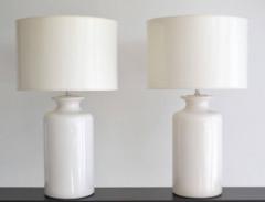 Pair of White Glazed Ceramic Jar Form Table Lamps - 809331