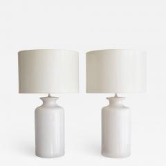 Pair of White Glazed Ceramic Jar Form Table Lamps - 811045