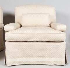 Pair of White Linen Club Chairs - 1479005