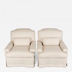 Pair of White Linen Club Chairs - 1482151
