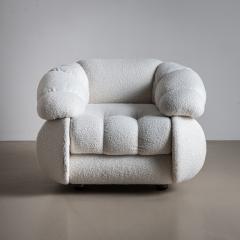 Pair of White Lounge Chairs by Adriano Piazzesi Italy 1970s - 4441477