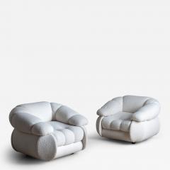 Pair of White Lounge Chairs by Adriano Piazzesi Italy 1970s - 4441536