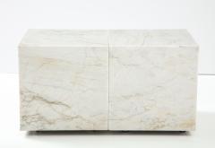 Pair of White Marble Cube Tables - 2573427