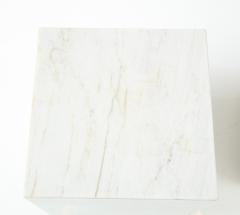 Pair of White Marble Cube Tables - 2573428