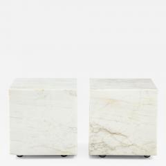 Pair of White Marble Cube Tables - 2575080