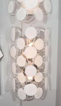 Pair of White Murano Glass Disc Sconces - 3121276