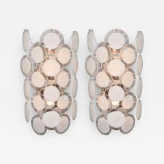 Pair of White Murano Glass Disc Sconces - 3124053