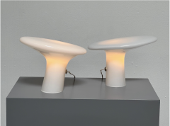 Pair of White Opaline Glass Table Lamps by Vistosi - 3436657