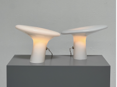Pair of White Opaline Glass Table Lamps by Vistosi - 3436658