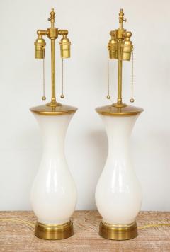 Pair of White Opaline Lamps - 1048690