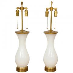Pair of White Opaline Lamps - 1048693