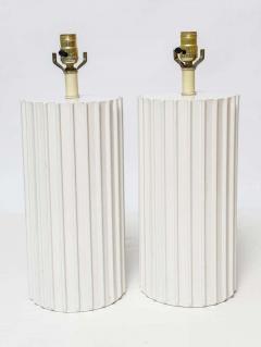 Pair of White Ridged Table Lamps - 1803311