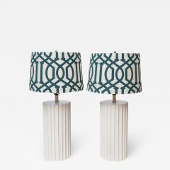 Pair of White Ridged Table Lamps - 1805421