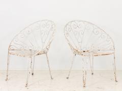 Pair of White Round Garden or Bistro Chairs 1970s - 3024572