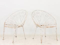 Pair of White Round Garden or Bistro Chairs 1970s - 3024572