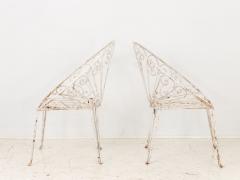 Pair of White Round Garden or Bistro Chairs 1970s - 3024573