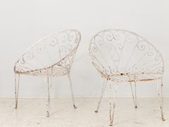 Pair of White Round Garden or Bistro Chairs 1970s - 3024574
